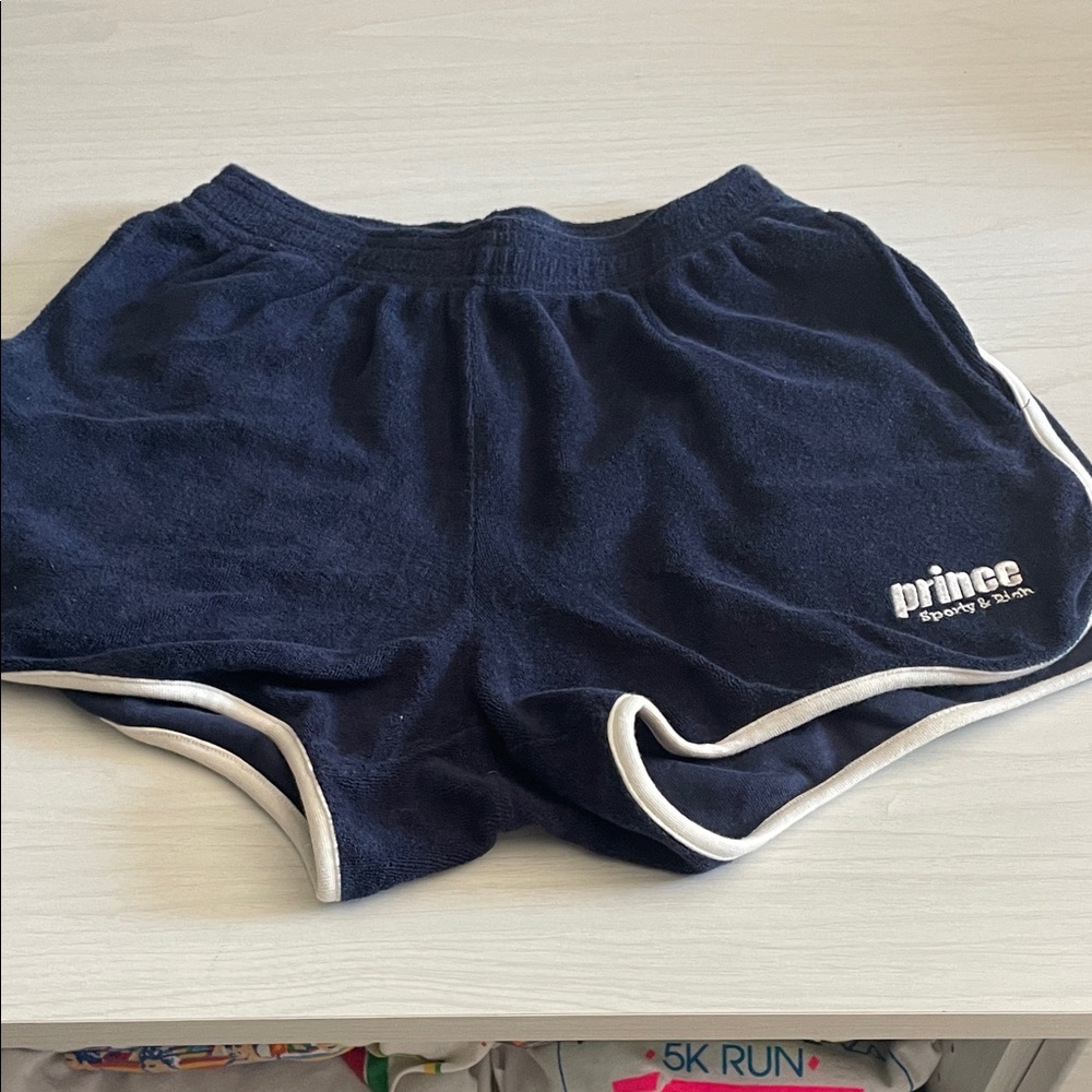 Sporty & Rich Navy Blue Athletic Shorts